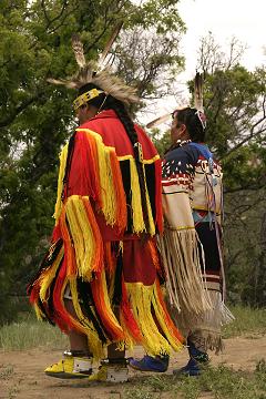 native American couple dancing